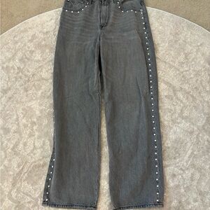 Abercrombie & Fitch Charcoal Straight-Leg Jeans with Stud Trim